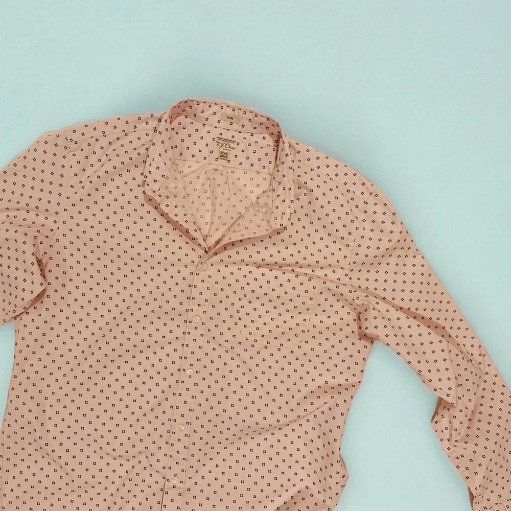 J. CREW Organic Cotton‎ Slim Stretch Fit *Secret Wash* Shirt Pink Print Men XXL